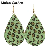 mg teardrop pu leather leopard earrings for women pendant elegant leather water drop earrings fashion jewelry accessories gifts