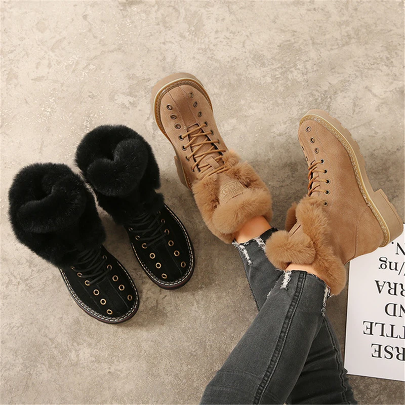 Enplei/зимние ботинки Женские Ботинки Martin Зимняя теплая плюшевая женская обувь на