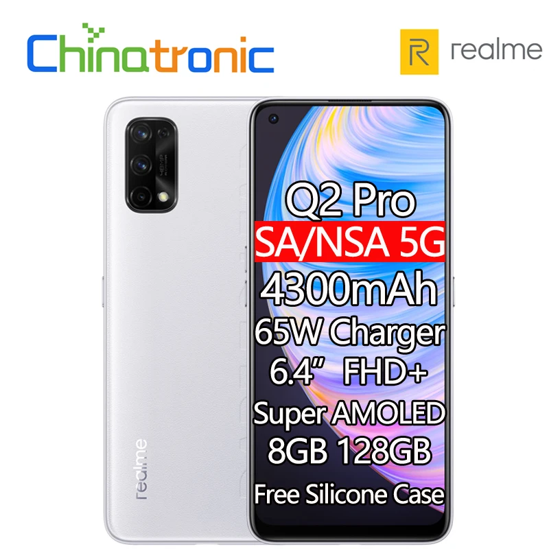 Новый Realme Q2 Pro 8 ГБ 128 5G мобильный телефон 6 4 &quotFHD + безрамочный экран Super AMOLED Octa Core 4300