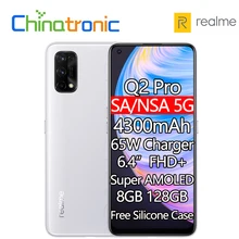 Новый Realme Q2 Pro 8 ГБ 128 5G мобильный телефон 6 4 &quotFHD + безрамочный
