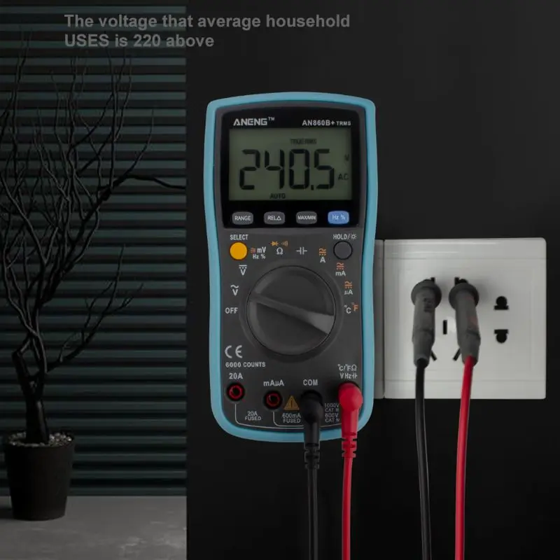 AN860B+ lcd 6000 отсчетов цифровой мультиметр Подсветка AC/DC Ток Сопротивление напряжения частота температура тестер