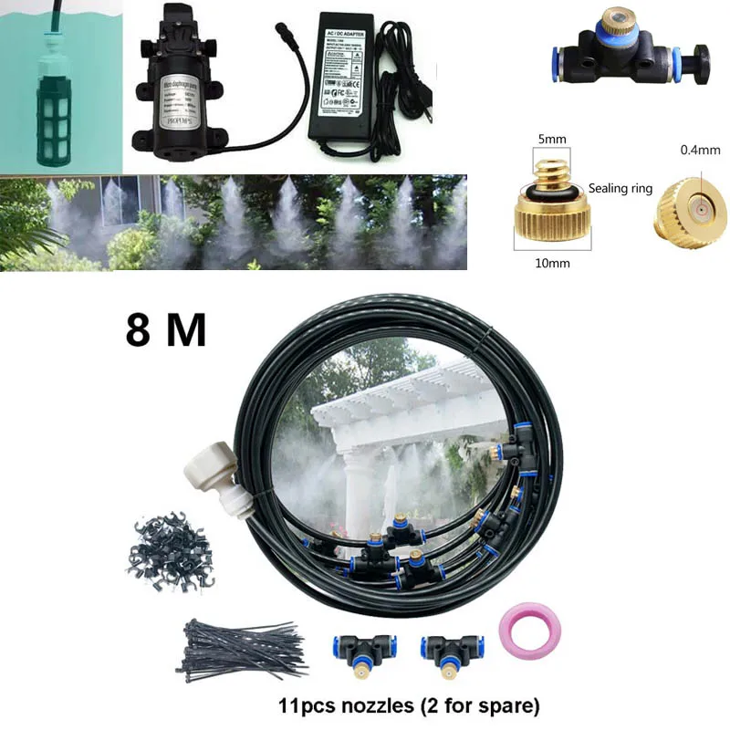 Наборы для запотевания 8 м в том числе 11 распылителей тумана фитингов распыления