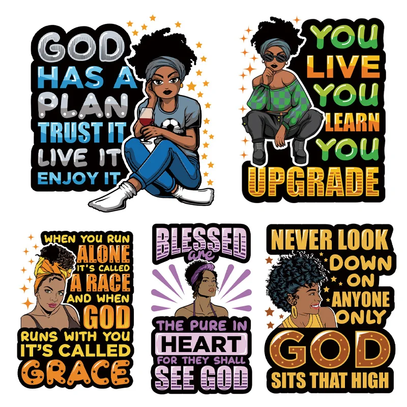 Африканские черные термальные наклейки для девочек на одежду модные