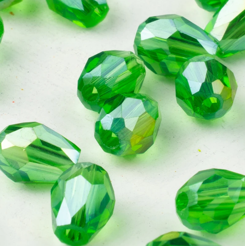 Высококачественные стеклянные бусины небесно-голубого цвета 30 шт. 6x8 мм в форме