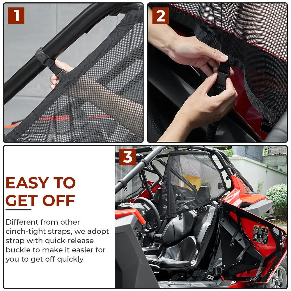 

RZR UTV KEMIMOTO Left Right Pair Window Shield Nylon Net Nets for Polaris RZR Pro XP 2020 2021