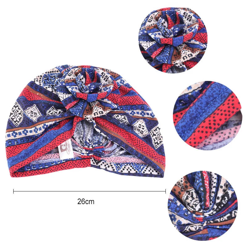 

Ethnic Chain Printed Big Flower headscarf bonnet women turban hat turbante femme musulman india hat islamic head wrap turban