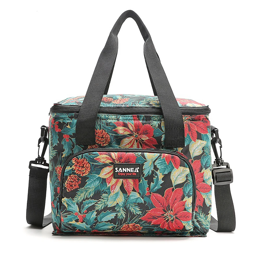 

Picnic Camping Lunch Bag Oxford Double Layer Printed Insulated Thermal Food Picnic Handbag Portable Shoulder Tourist Dishes