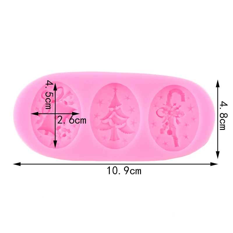 Формы из силикона для конфет и шоколадных изделий с рождественской елкой, палочкой, колокольчиком, бантами, инструментами для украшения тортов и кексов, формы для фонданта.