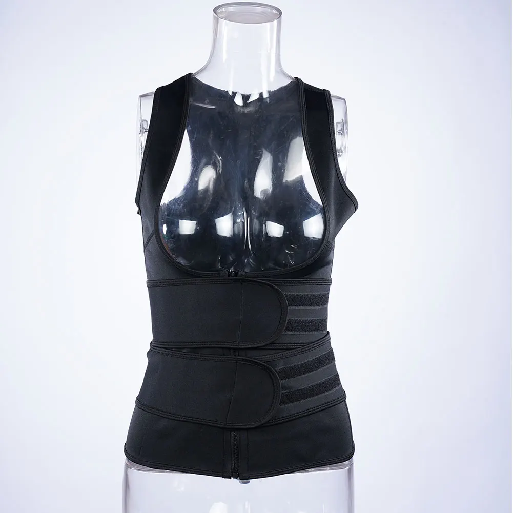 Men Body Shaper Sauna Vest Waist Trainer Double Belt Sweat Shirt Corset Top Abdomen Slimming Shapewear Fat Burn Fitness Tops