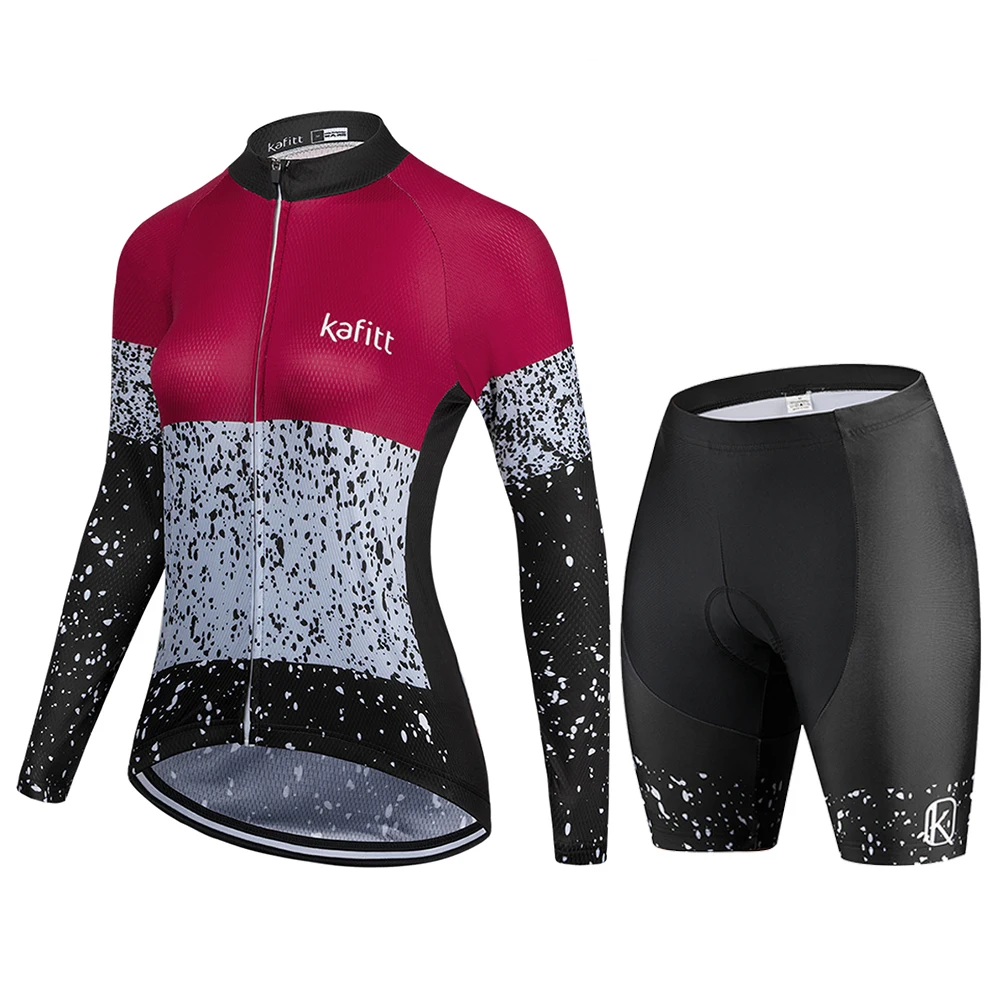 Kafitt-Conjunto de ropa de Ciclismo para mujer, camiseta de manga larga para ciclista, pantalones cortos, blusa de bicicleta, forro de GEL, Verano