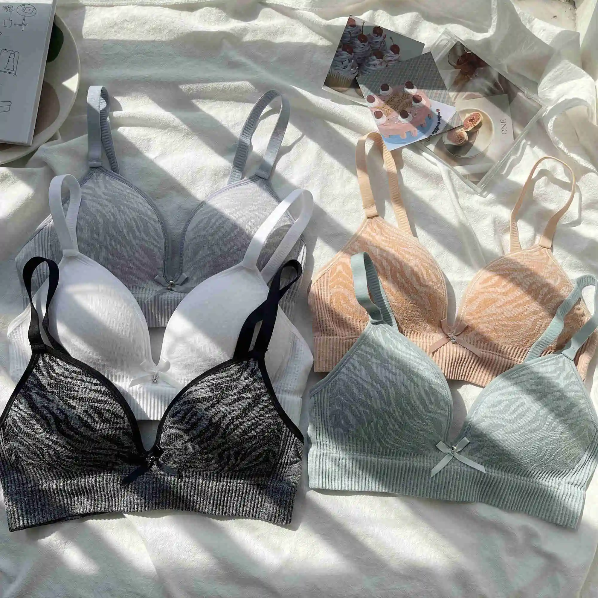 Женское нижнее белье с принтом зебры тонкий бюстгальтер без стальных колец