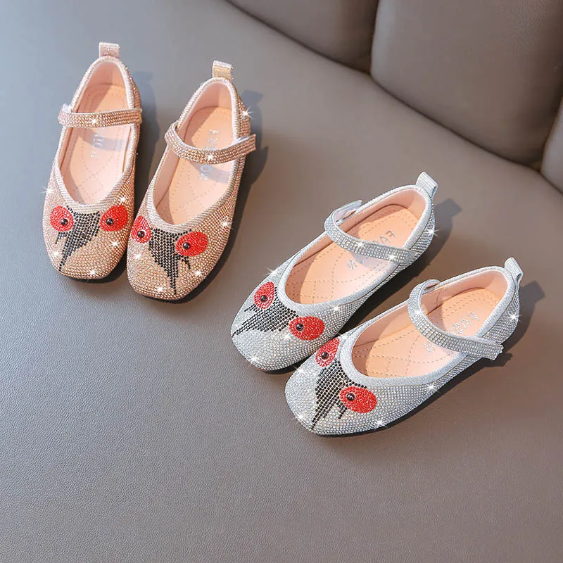 Детская обувь принцессы весна 2020 детская на плоской подошве со стразами