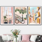 Винтажный постер в скандинавском стиле для путешествий, пейзаж Испании, Парижа, Италии, живопись на холсте, подарок на новоселье, настенные картины, домашний декор