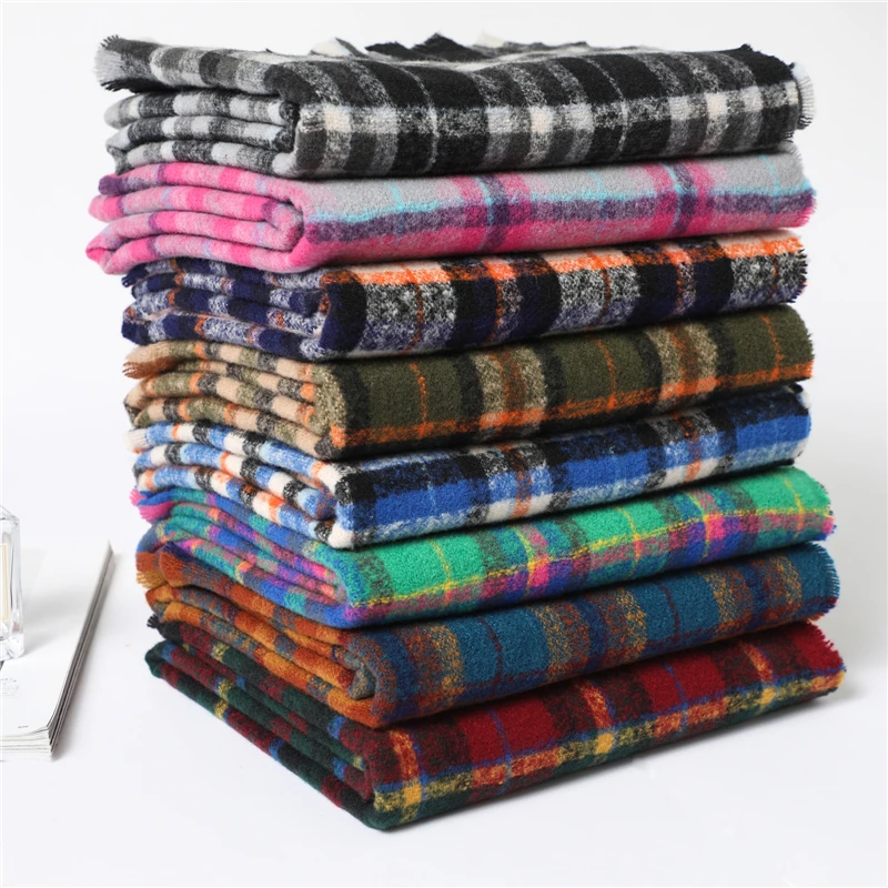 

2022 Зимний новый кашемировый шарф женский теплый дизайн клетчатая шаль плотная вязаная Пашмина шарфы женское одеяло бандана