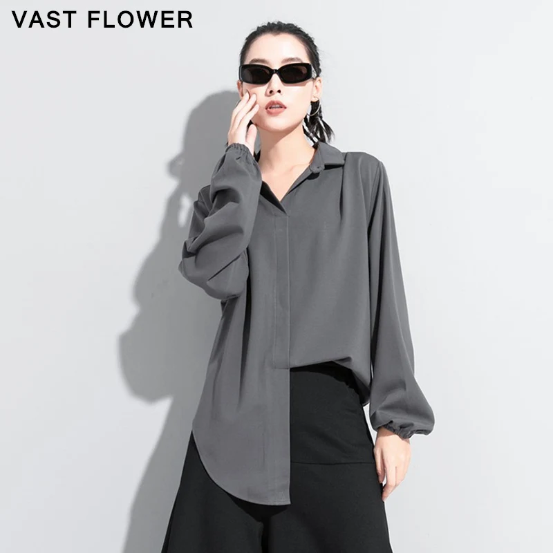 

Плюс Размеры в винтажном стиле; Однотонные Цвет блузка для женщин с длинным рукавом Свободные повседневные плиссированная рубашка; Топы; Мо...