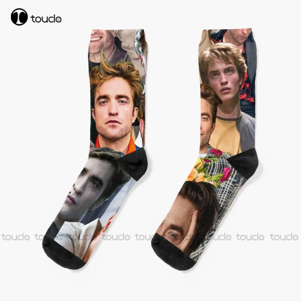 Robert Pattinson Photo Collage Socks Black Soccer Socks Christmas Fashion New Year Gift Unisex Adult Teen Youth Socks Custom