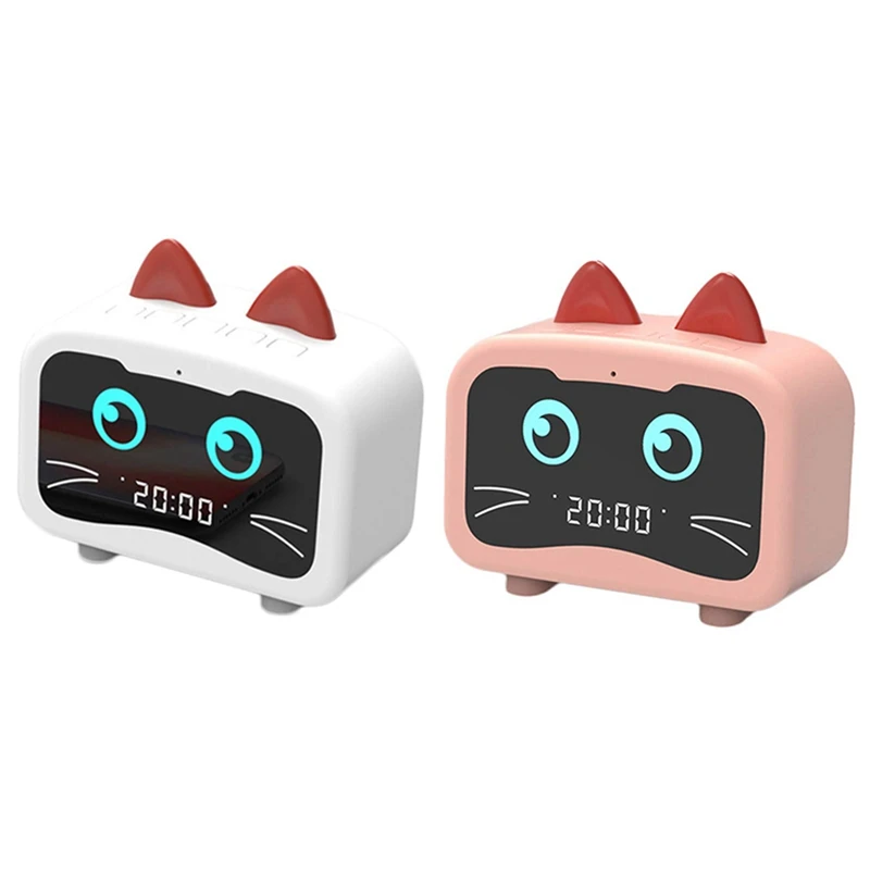 2 шт. радио будильник с Bluetooth кошачьими ушками цифровое fm usb порт для зарядки белый