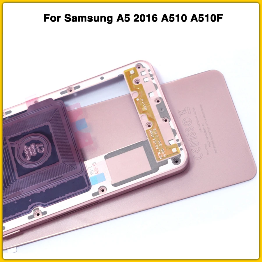 Чехол A510 с полным корпусом для samsung A5 A510 A510F, средняя рамка, средняя пластина, рамка корпуса, Корпус Корпуса+ задняя крышка батареи