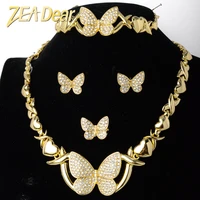 zeadear romantic butterfly jewelry set popular zircon gold planted for women earrings necklace bracelet ring daily wear gifts