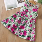 Платье для девочек, Новинка лета 2020, платье с принтом, хлопковое платье для девочек, платье для маленьких принцесс из хлопка с цветочным принтом