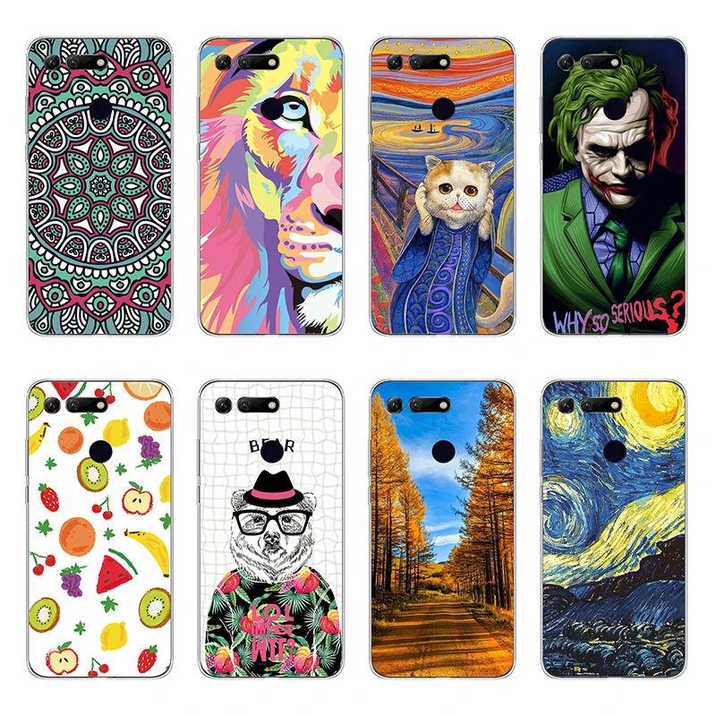 Silicone Phone Case for Huawei Honor V20 Coque Soft Creative Painted Cover View 20 Shells Bags Cute TPU |