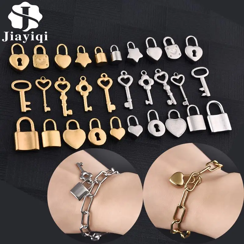 5 шт./лот подвески из нержавеющей стали в форме сердца для ключей золотой