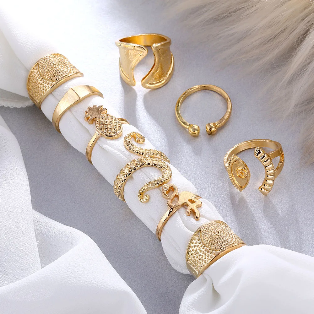 IPARAM богемное Золотое геометрическое кольцо на палец для женщин ретро сплав птица