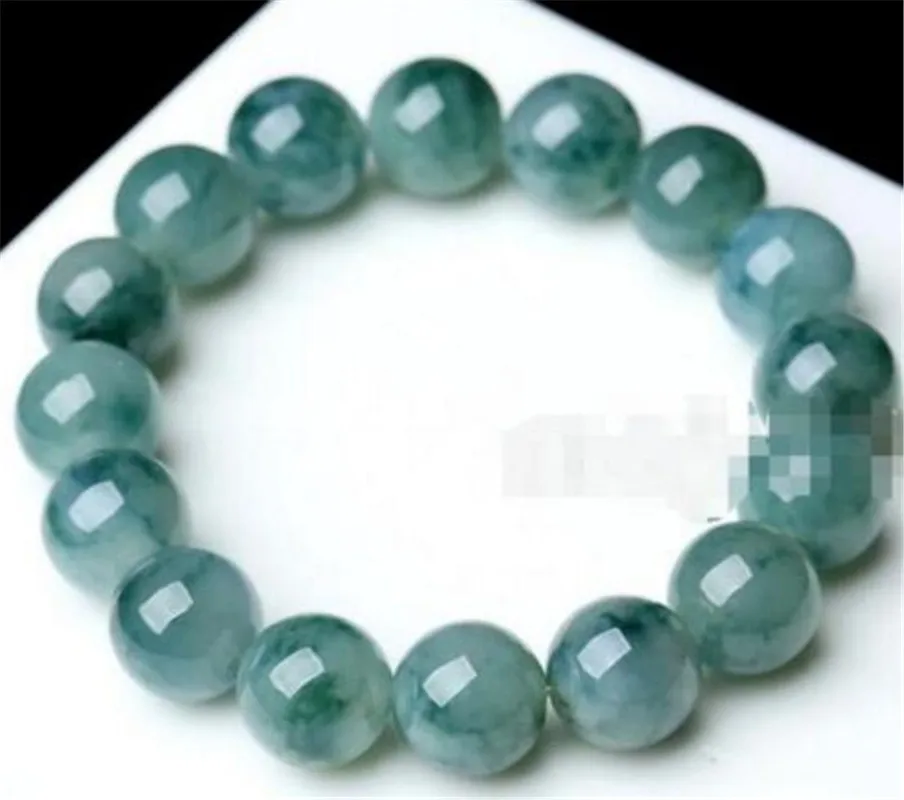Медная Статуя 10 мм 100% класса зеленый нефрит жадеит Круглый браслет из бусин