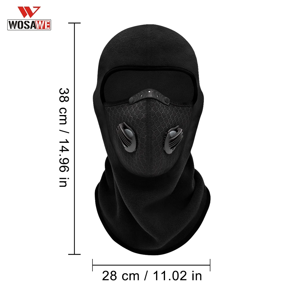 

WOSAWE Winter Fleece Face Mask with Activated Carbon Breathing Valve Cycling Balaclava Running Sport Windproof Soft Neck Warmer