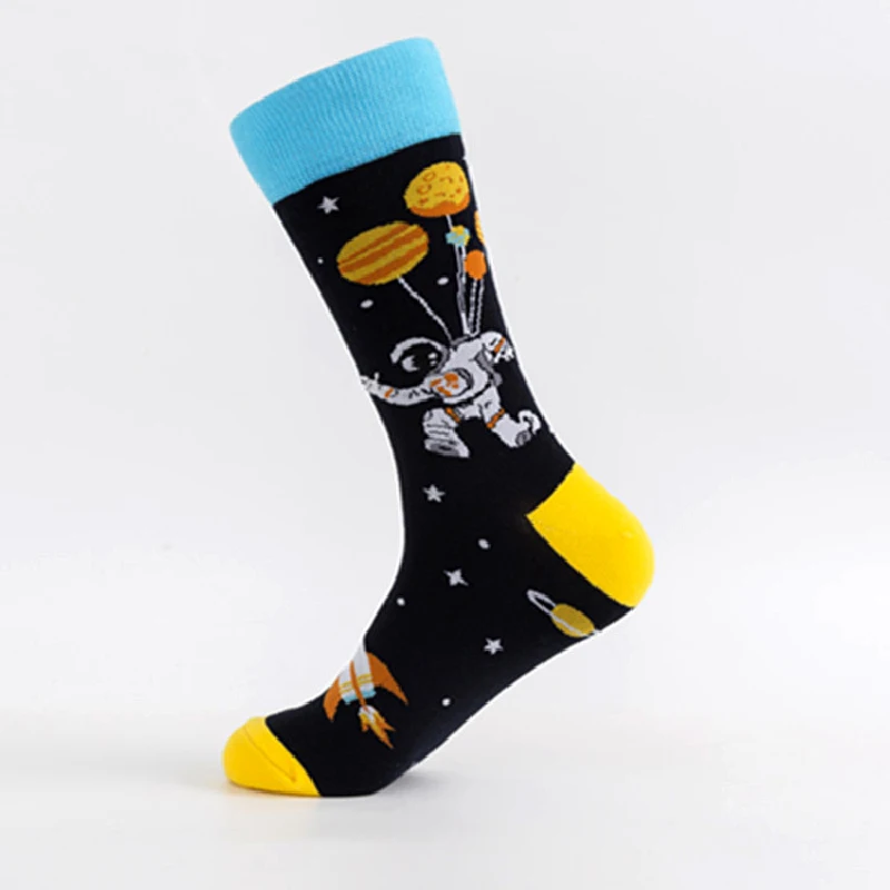 Space Alien Planet Universe Cartoon Cotton Skate Cool Casual Socks Women Men Streetwear Funny Socks Kawaii Short Happy Socks