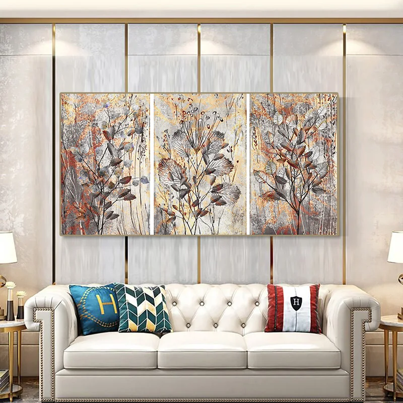 

Nordic Decorative Leaves Painting on Canvas Abstract Picture Modern Painting Wall Art Picture for Living Room Bedroom Home Decor