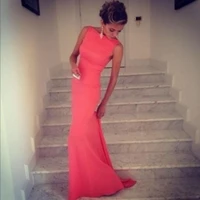 2020 coral mermaid vestido de noiva vintage bateau high neck backless long fitted beach maxi cheap prom gown bridesmaid dresses