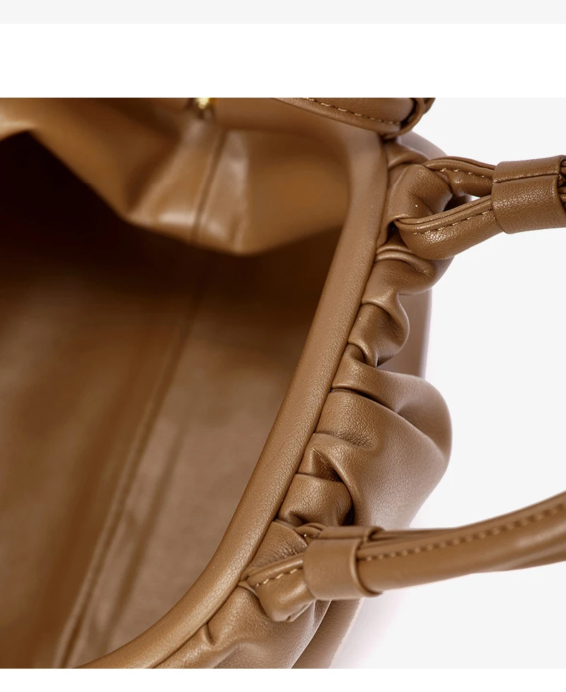 women handbag cowhide Shoulder bag fashion pleated cloud bag