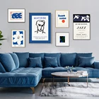 Картина на холсте с изображением синих цветов и птиц, для гостиной, для украшения дома