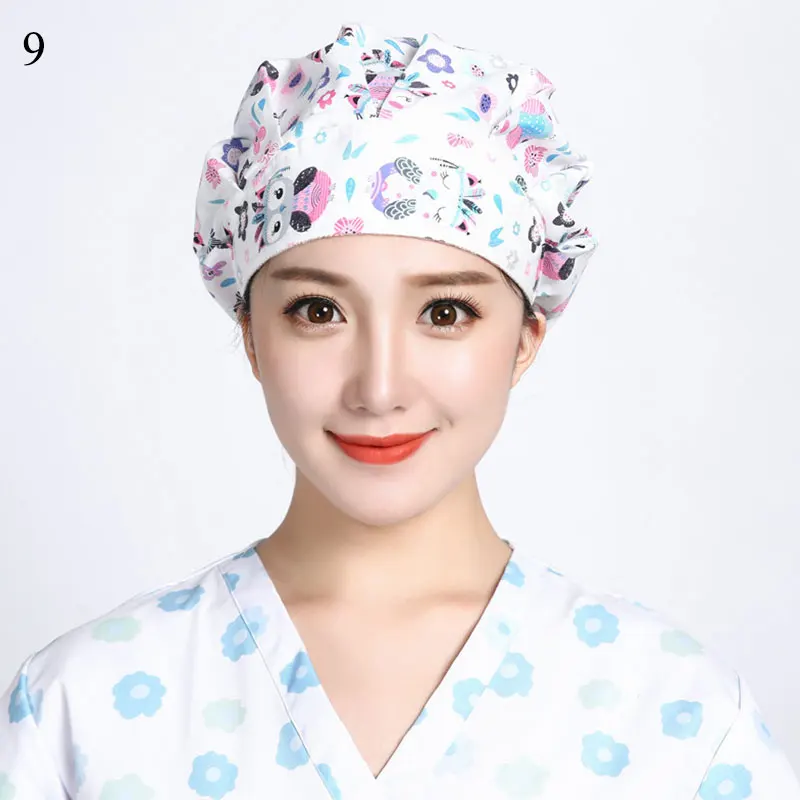 

Unisex Dustproof cap Cotton Printing Surgical Cap Classic Nurse Cap Work Flamingo Headscarf Round Cap Dust Round Hat