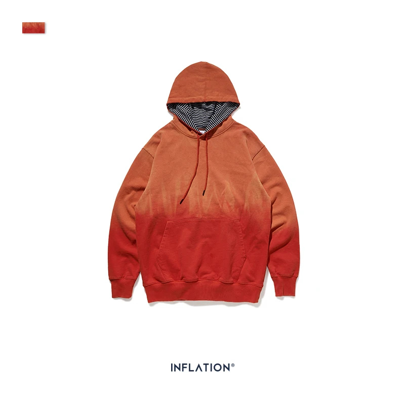 INFLATION мужские толстовки Dip Dye FW уличная оранжевая Мужская толстовка большого размера в стиле хип-хоп, хлопок, мужские зимние толстовки 9650W - Цвет: Orange
