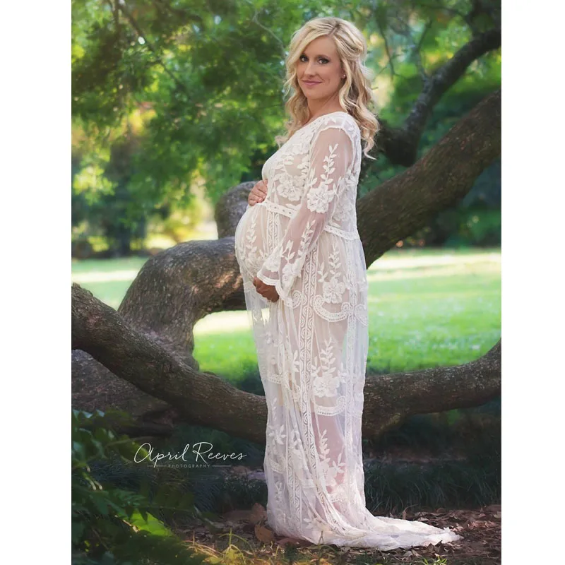 Кружевное Макси-платье для беременных Одежда платья реквизит фотосессии по