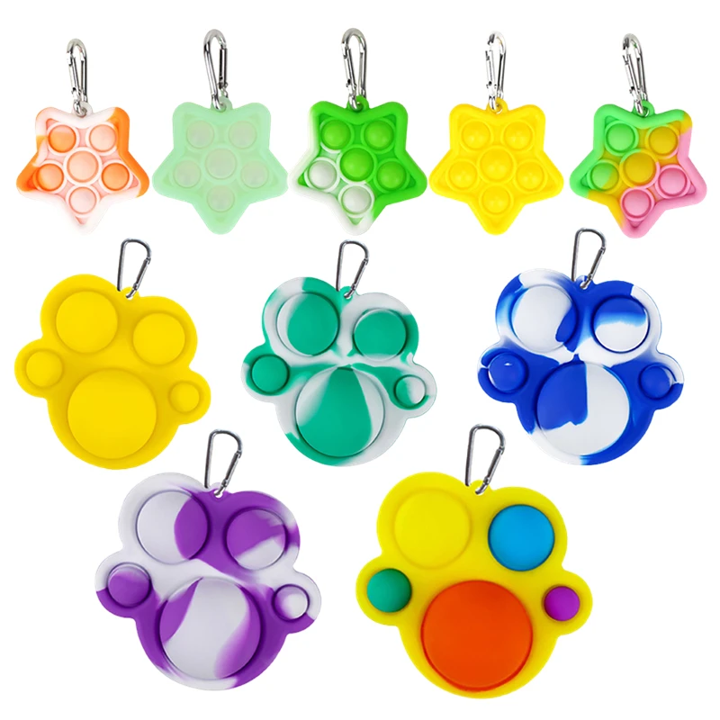 

Paw Star Shape Push Bubble Toys Colorful Press Bubble Desktop Educational Toys Kids Interactive Game Squeeze Anti-stress Gift