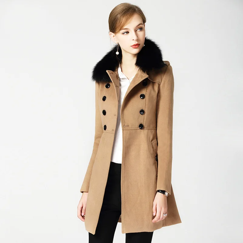 BURDULLY Новое поступление шерстяное пальто с меховым воротником шерстяная ветровка женское кашемировое пальто зимняя куртка женская мода