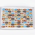 Женское акриловое кольцо, 20 шт.лот, разноцветные стразы, размеры ювелирных изделий от 17 до 19 мм