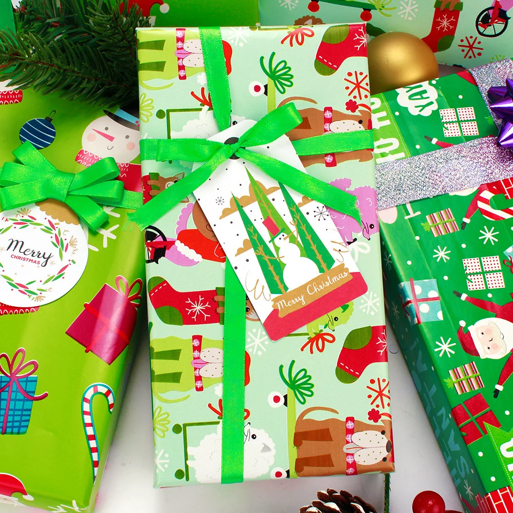 Рождественский подарок оберточная бумага милый мультяшный Санта Клаус носок