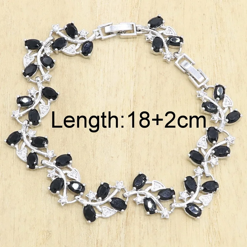 Черный циркон белого цвета с украшением в виде кристаллов Свадебные серебро 925