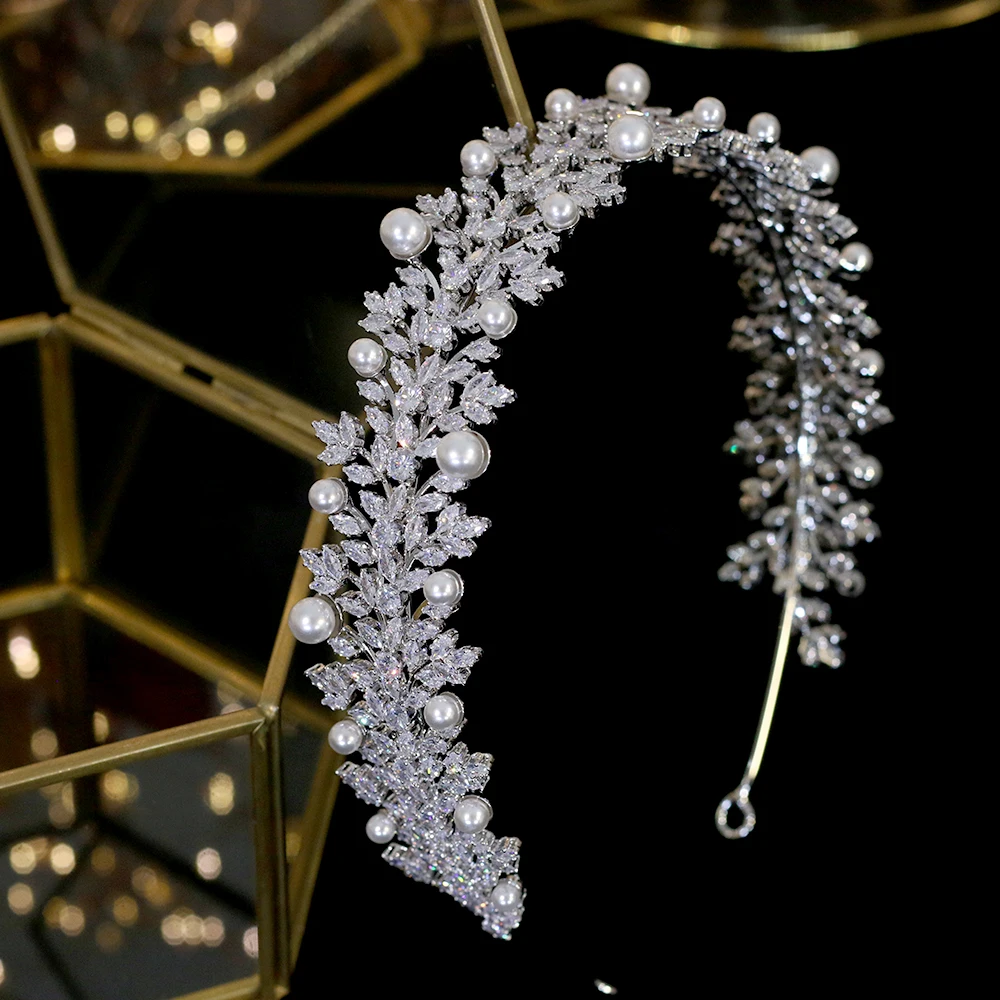 Винтажная Тиара для волос элегантная жемчужная лента свадебные аксессуары