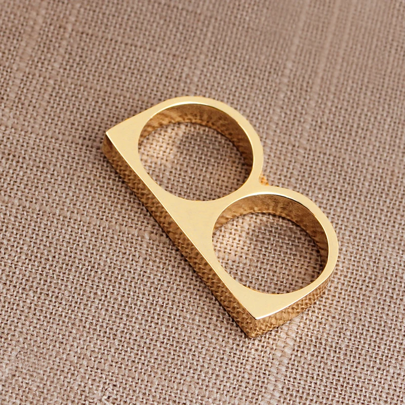 zhijia two finger rings man metal hard ring for party 2 fingers Ring Rebellious revolt personality Jewelry creative | Украшения и