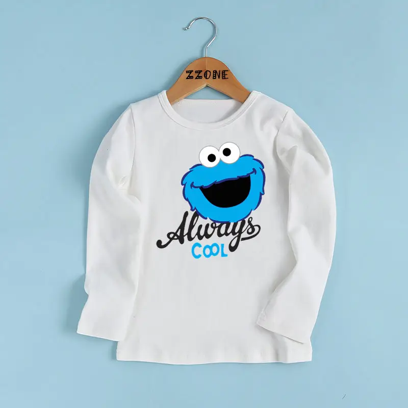 Модная футболка для мальчиков и девочек с изображением мультяшной Улица Сезам
