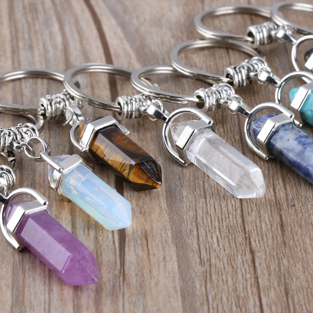 1 шт. кулон из натурального камня кольцо для ключей мужчин и женщин серебристые