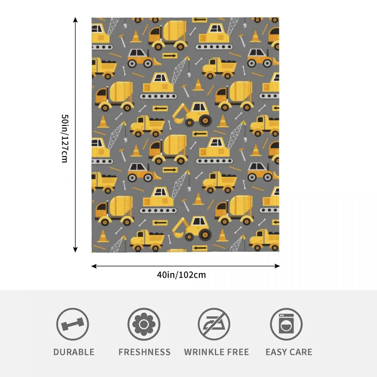 Строительные грузовики серое покрывало флисовое для кровати одеяло дивана