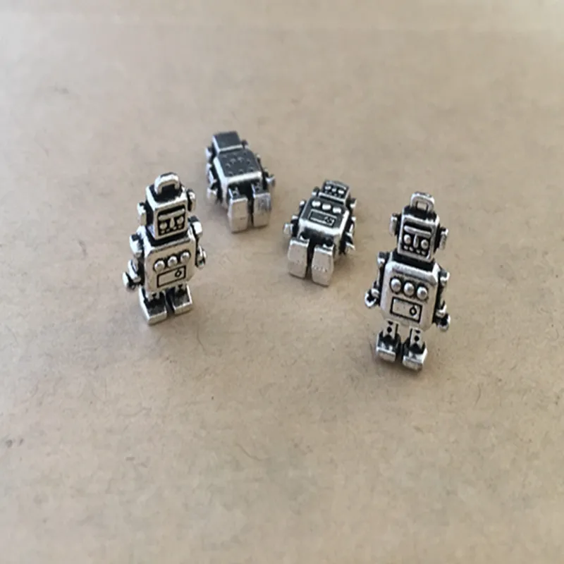 11 мм x 18 Античное серебряное ожерелье в форме робота аксессуары для подвесок
