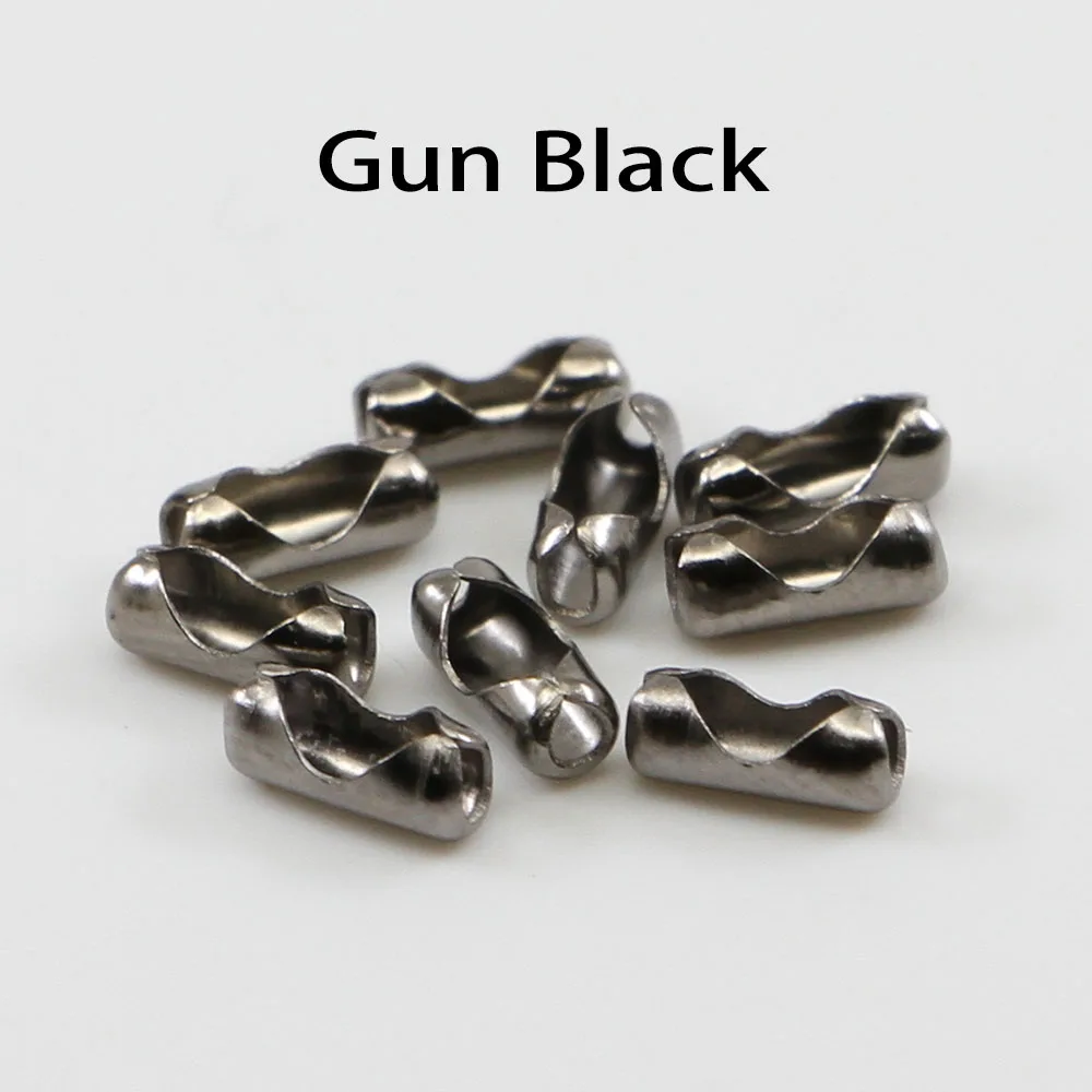 Gun Black 200 шт./партия 1,5/2,0/2,4/3,2 мм соединения шаровой цепи застежки золото/серебро для самостоятельного изготовления браслетов Цепочки и ожерелья ювелирные изделия бисерная цепочка для изготовления - Цвет: Gun Black
