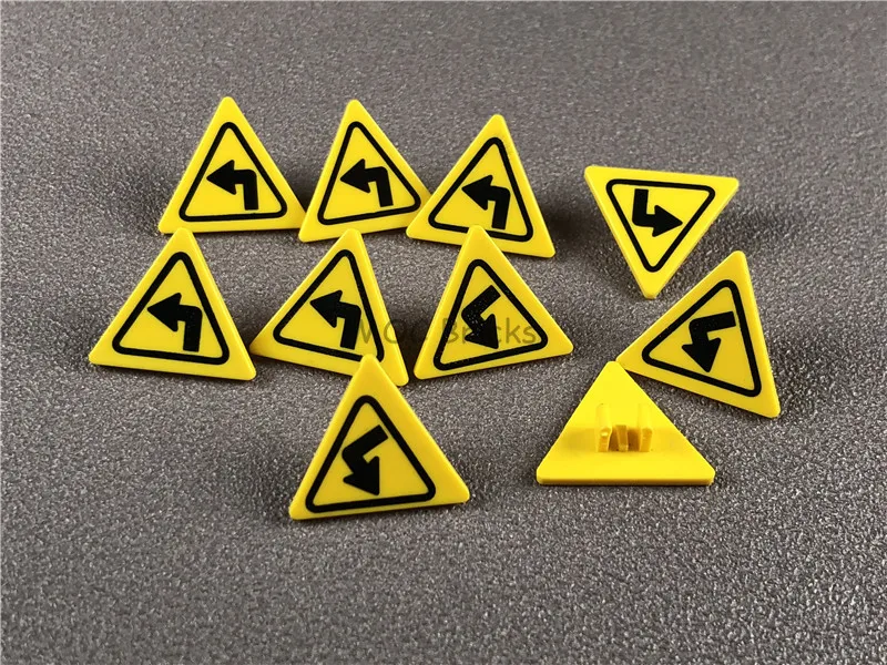 20 шт./лот MOC кирпичи дорожный знак клип на 2x2 треугольник со стрелкой левый поворот